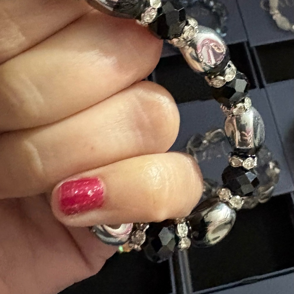 Elegant Black and Silver Beaded Bracelet